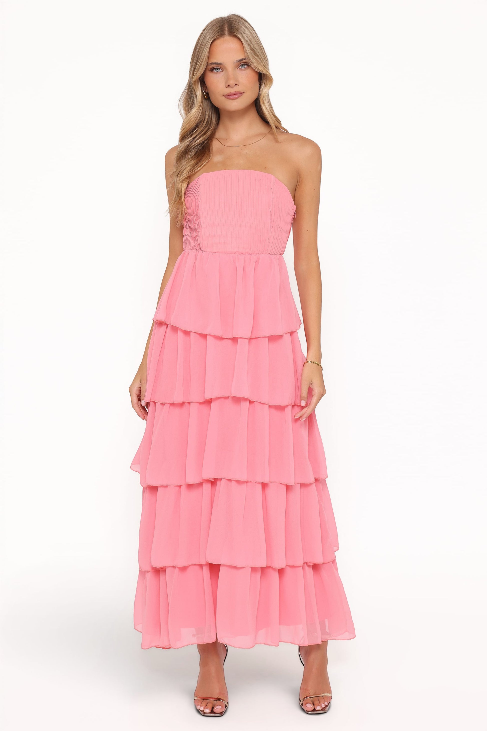 Robe d'invitée de mariage longue bustier – Corail - vue 2 - Valerelle