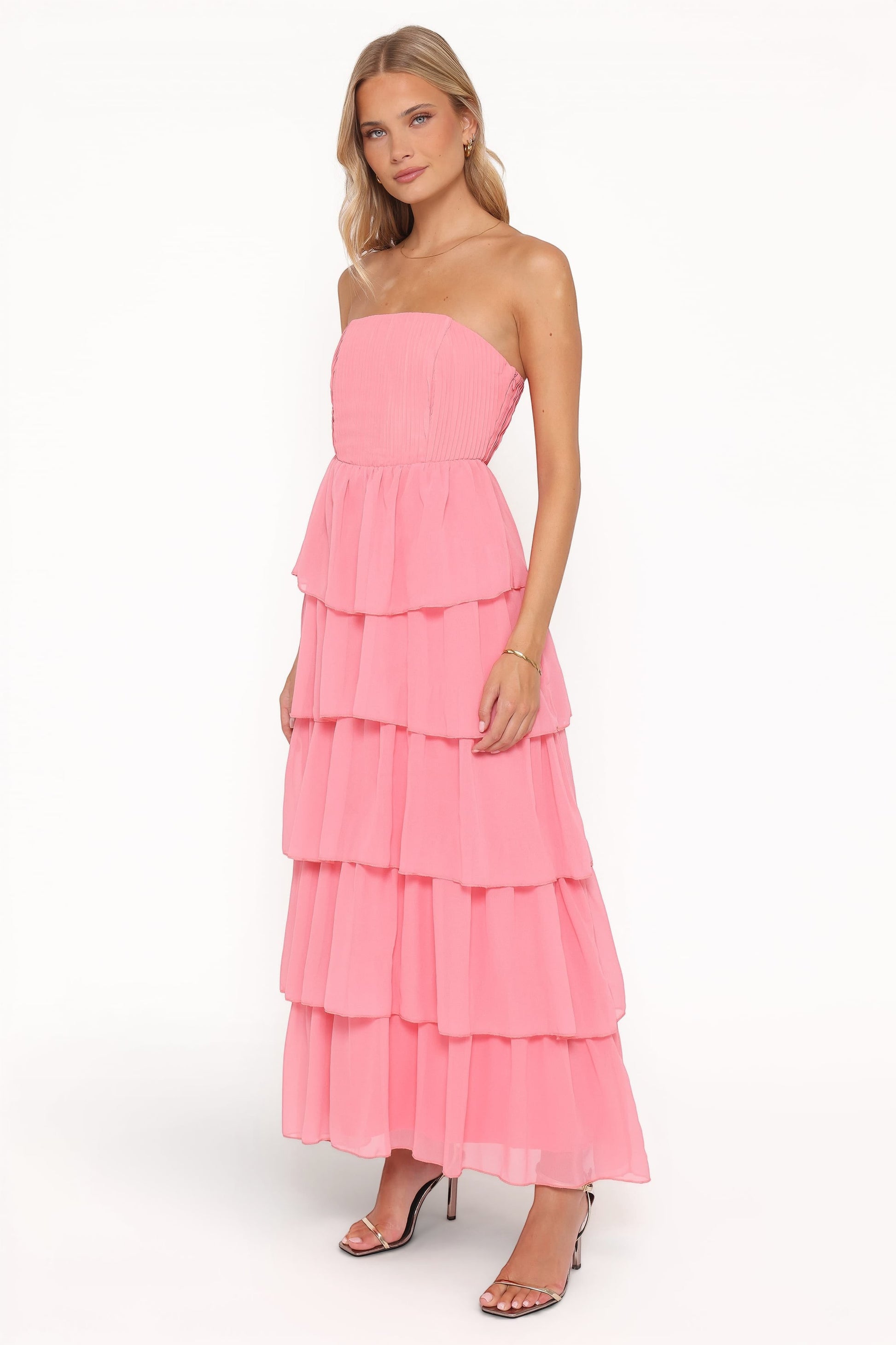 Robe d'invitée de mariage longue bustier – Corail - vue 4 - Valerelle