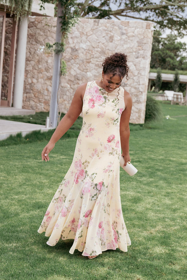 Robe d'invitée de mariage longue – Jaune - Valerelle