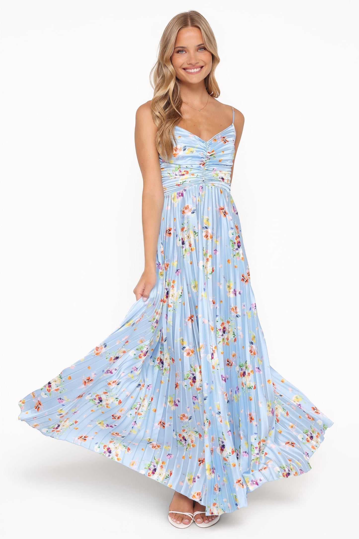 Robe d'invitée de mariage longue plissée – Imprimé floral - vue 2 - Valerelle