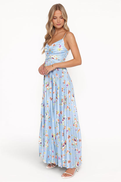 Robe d'invitée de mariage longue plissée – Imprimé floral - vue 4 - Valerelle