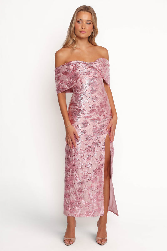 Robe d'invitée de mariage longue – Rose - vue 2 - Valerelle