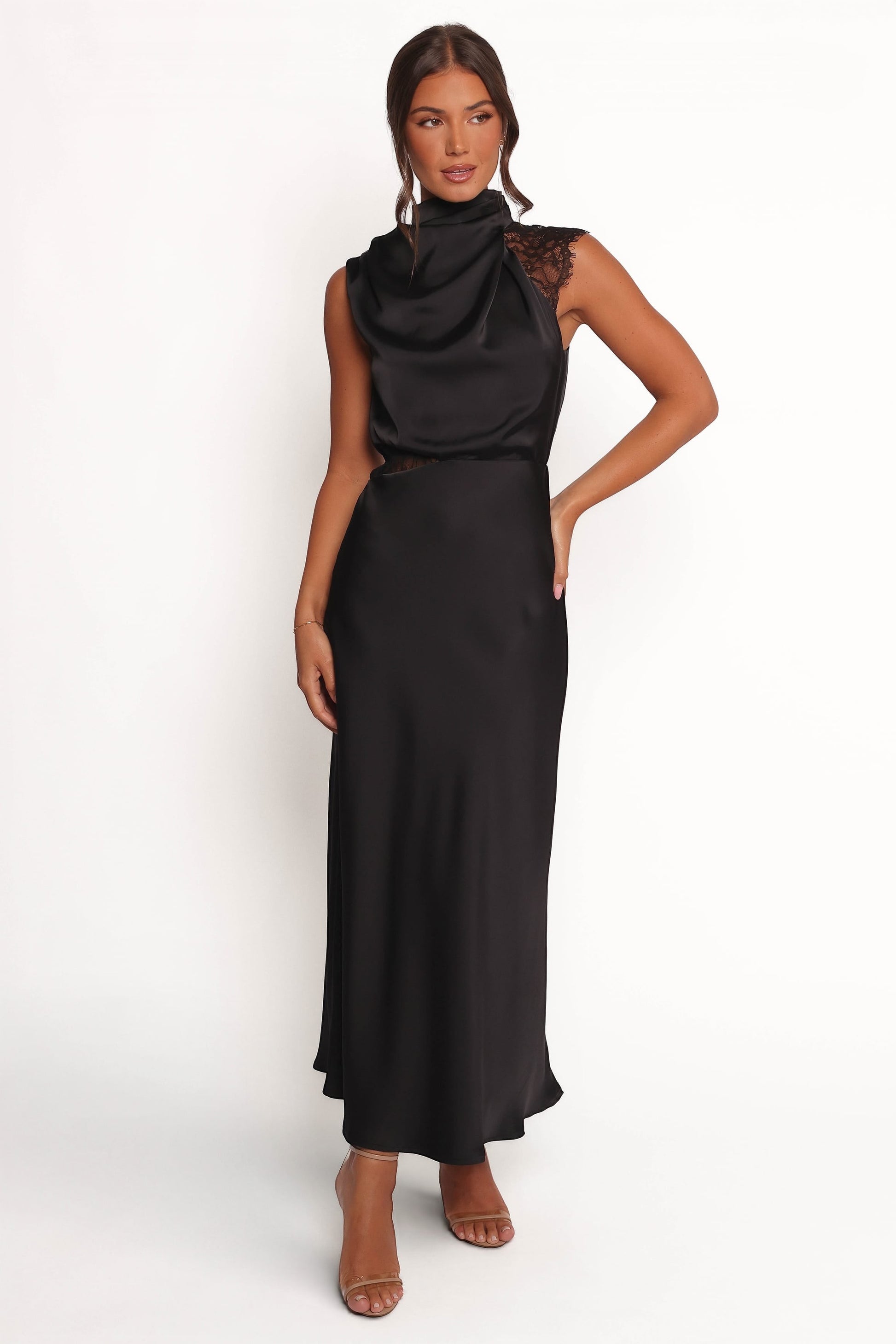 Robe d'invitée de mariage longue en dentelle – Noir - vue 2 - Valerelle
