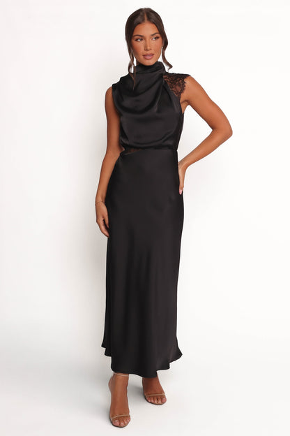 Robe d'invitée de mariage longue en dentelle – Noir - vue 2 - Valerelle