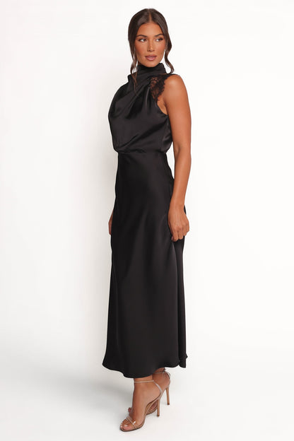 Robe d'invitée de mariage longue en dentelle – Noir - vue 4 - Valerelle