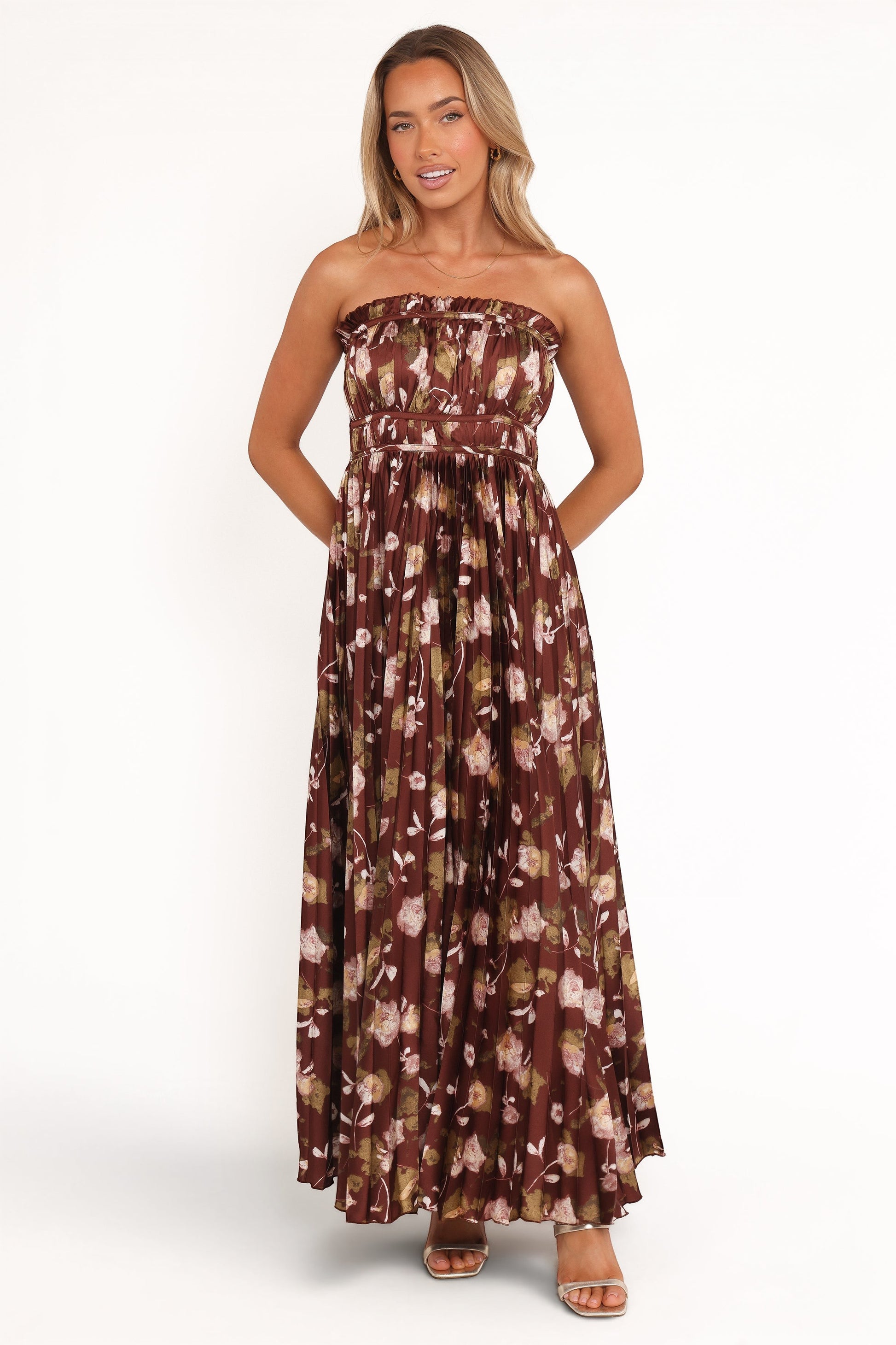 Robe de soirée longue bustier – Imprimé floral - vue 2 - Valerelle