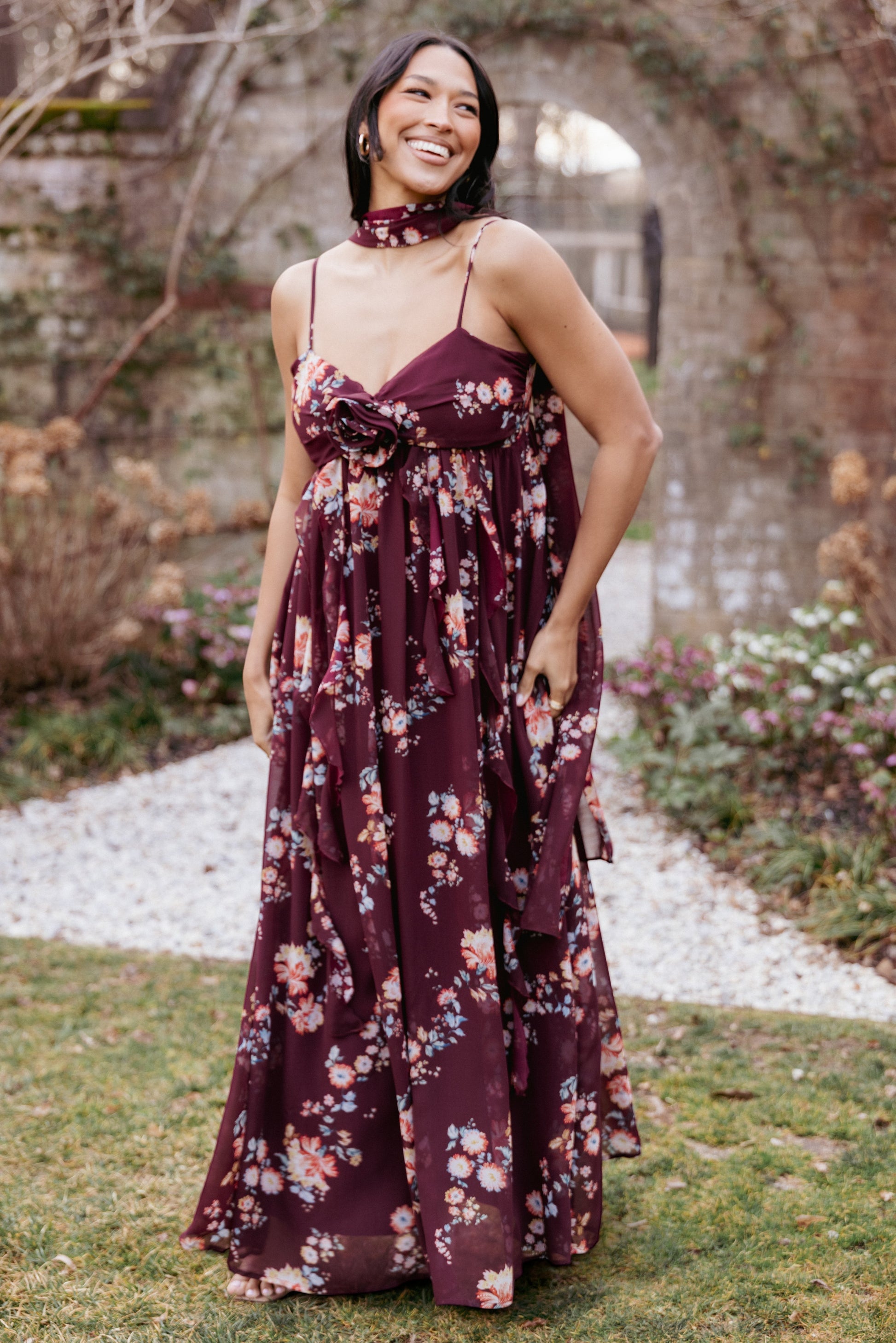 Robe de soirée longue – Imprimé floral - Valerelle