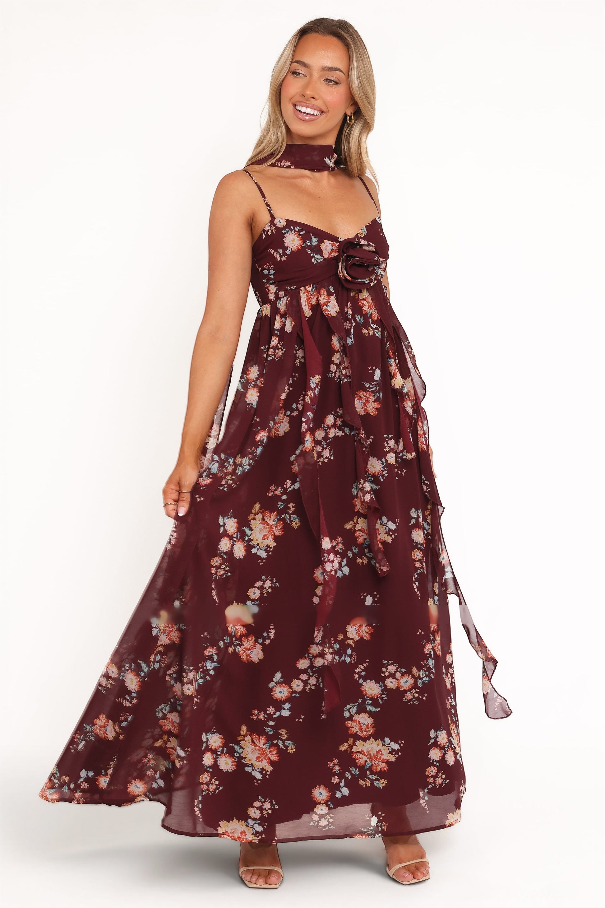 Robe de soirée longue – Imprimé floral - vue 2 - Valerelle