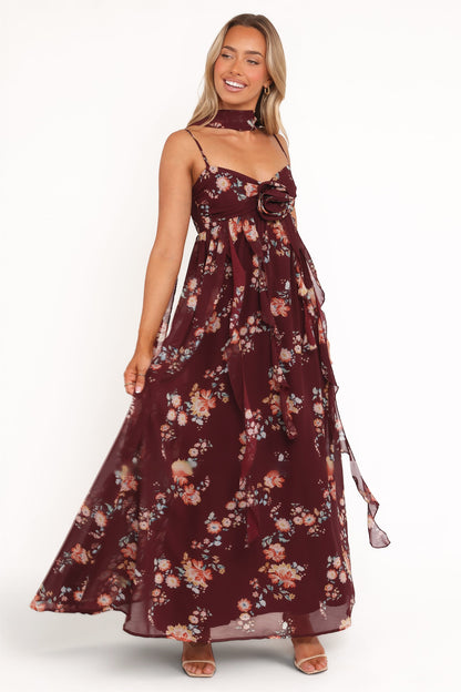 Robe de soirée longue – Imprimé floral - vue 2 - Valerelle