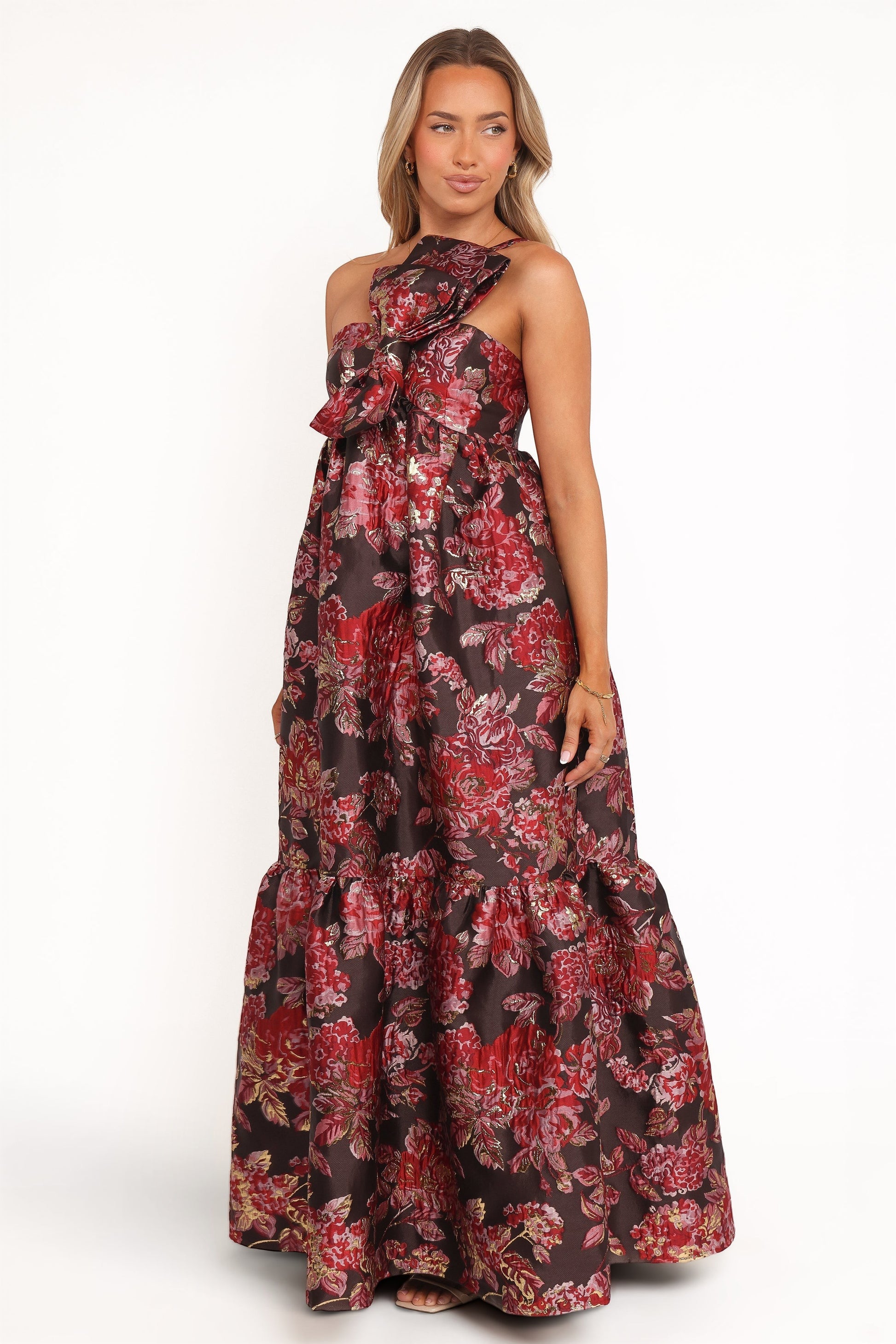 Robe de soirée longue à nœud – Imprimé floral - vue 4 - Valerelle