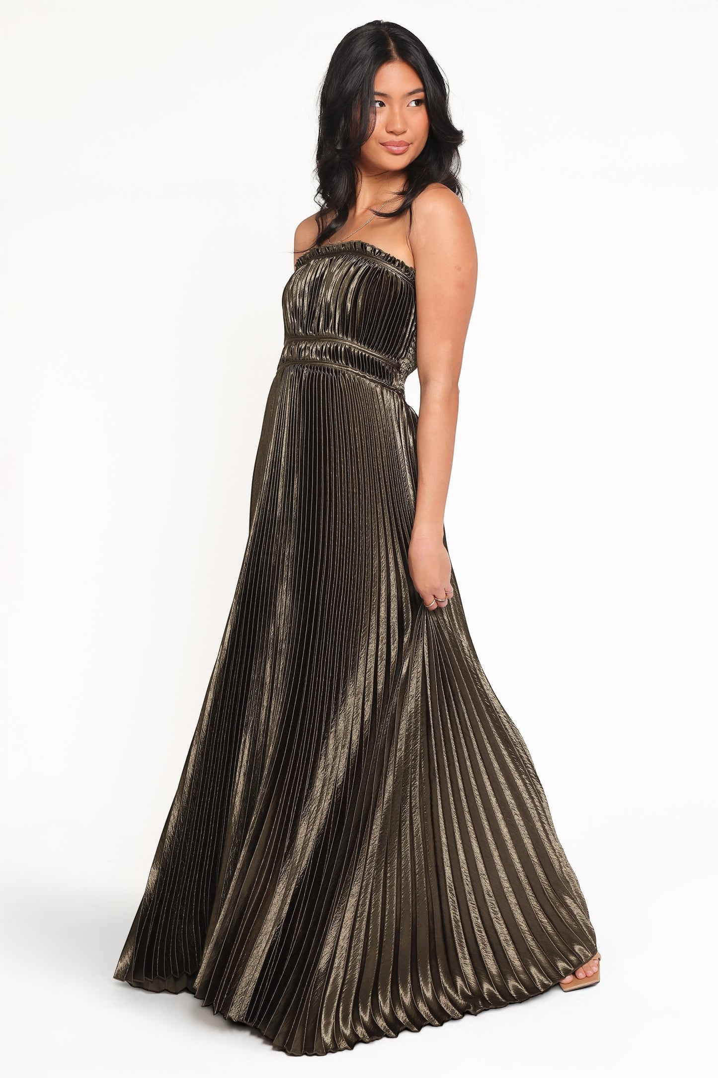 Robe de soirée longue bustier – Olive - vue 3 - Valerelle