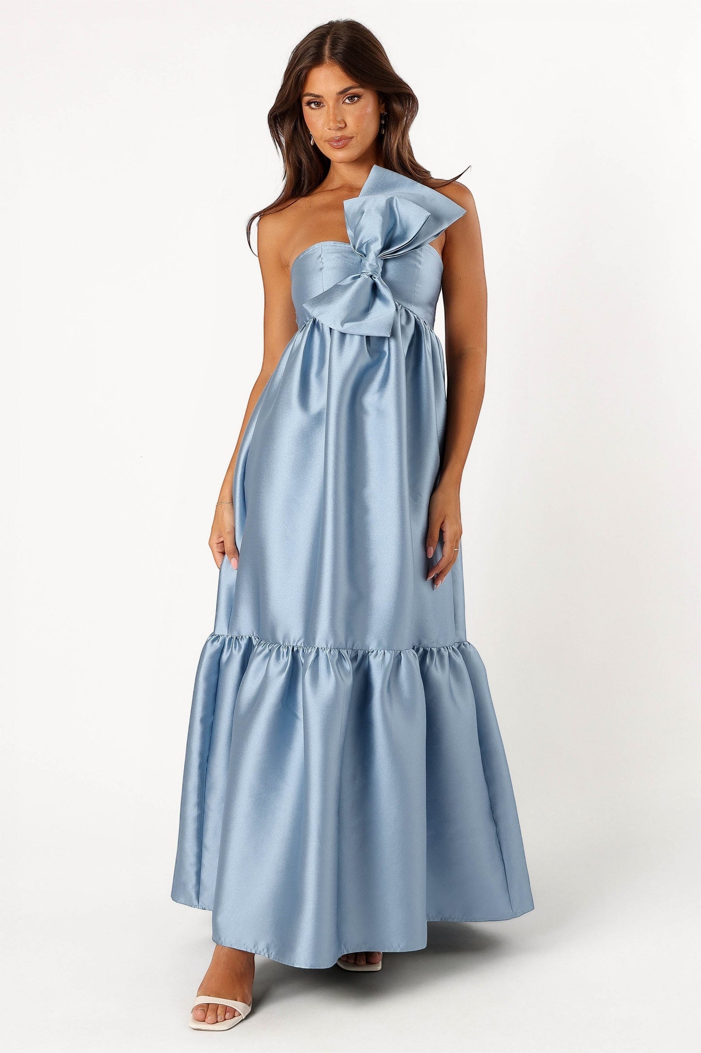 Robe de soirée longue à nœud – Bleu - vue 2 - Valerelle