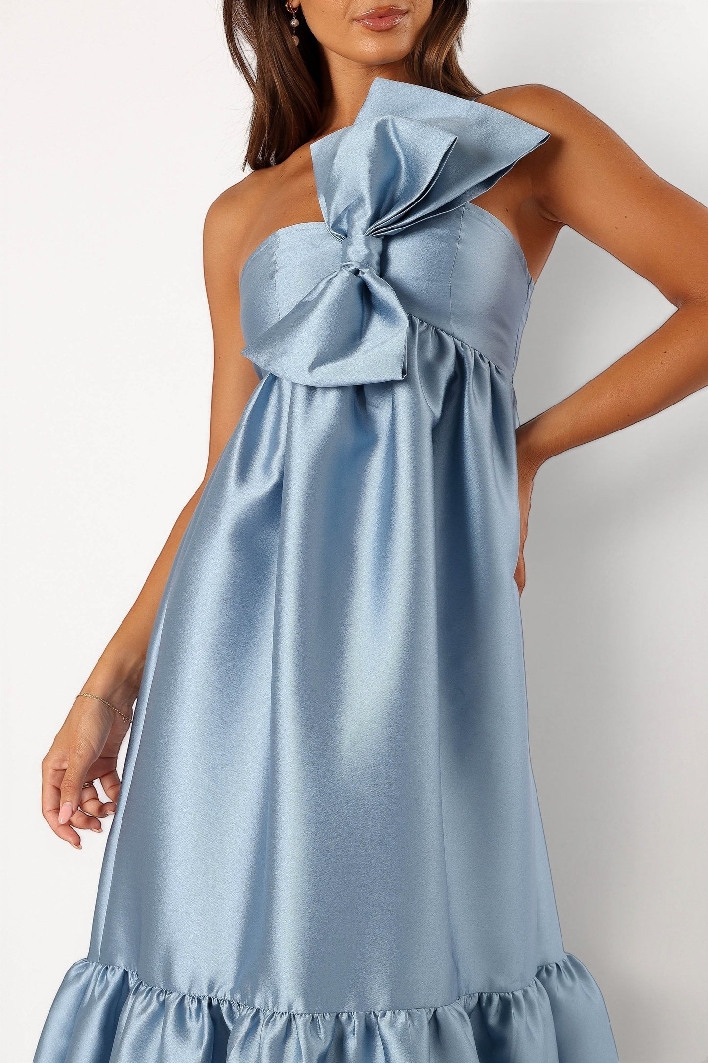 Robe de soirée longue à nœud – Bleu - vue 3 - Valerelle