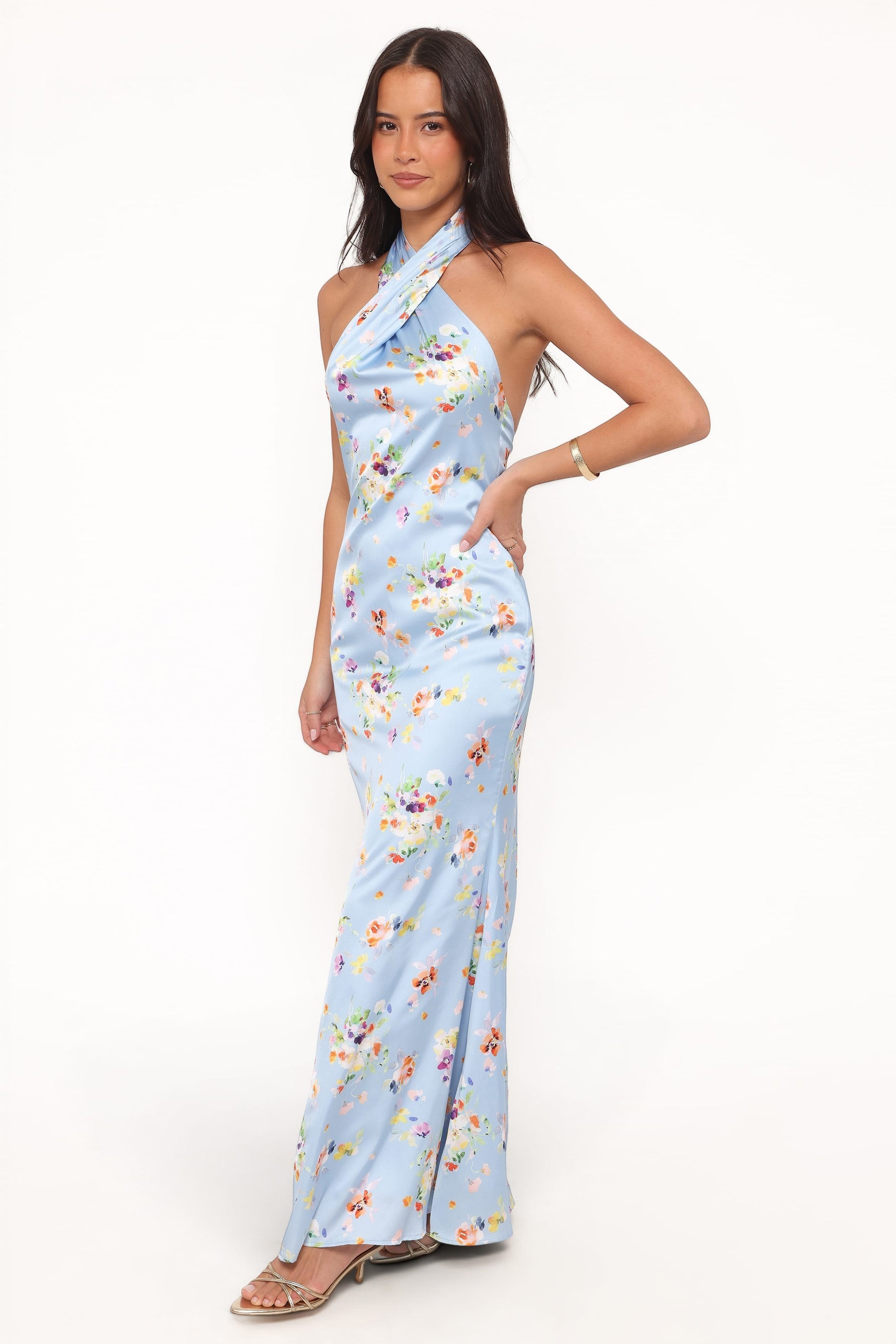 Robe de soirée longue col licou – Imprimé floral - vue 4 - Valerelle