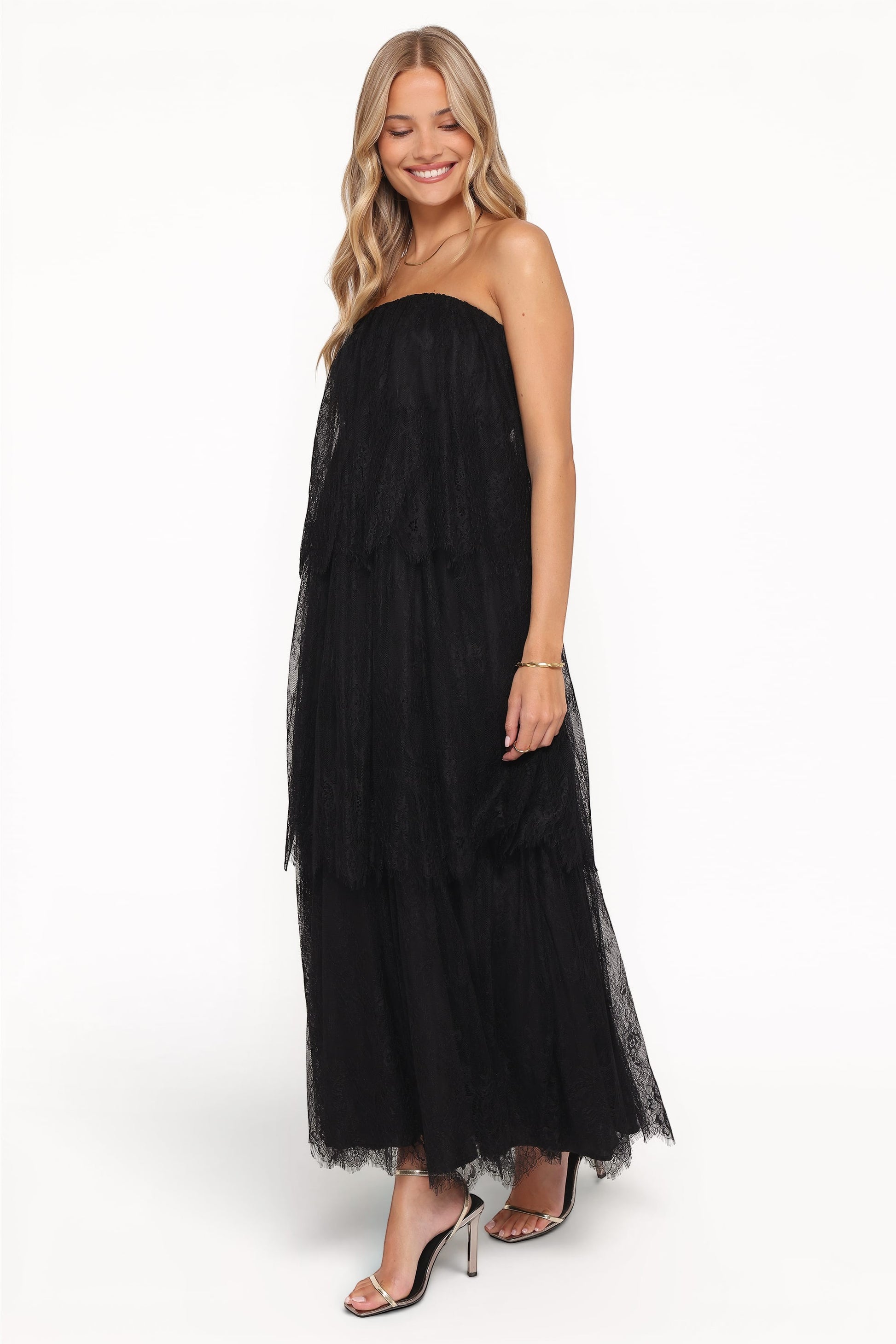 Robe de soirée longue en dentelle – Noir - vue 4 - Valerelle