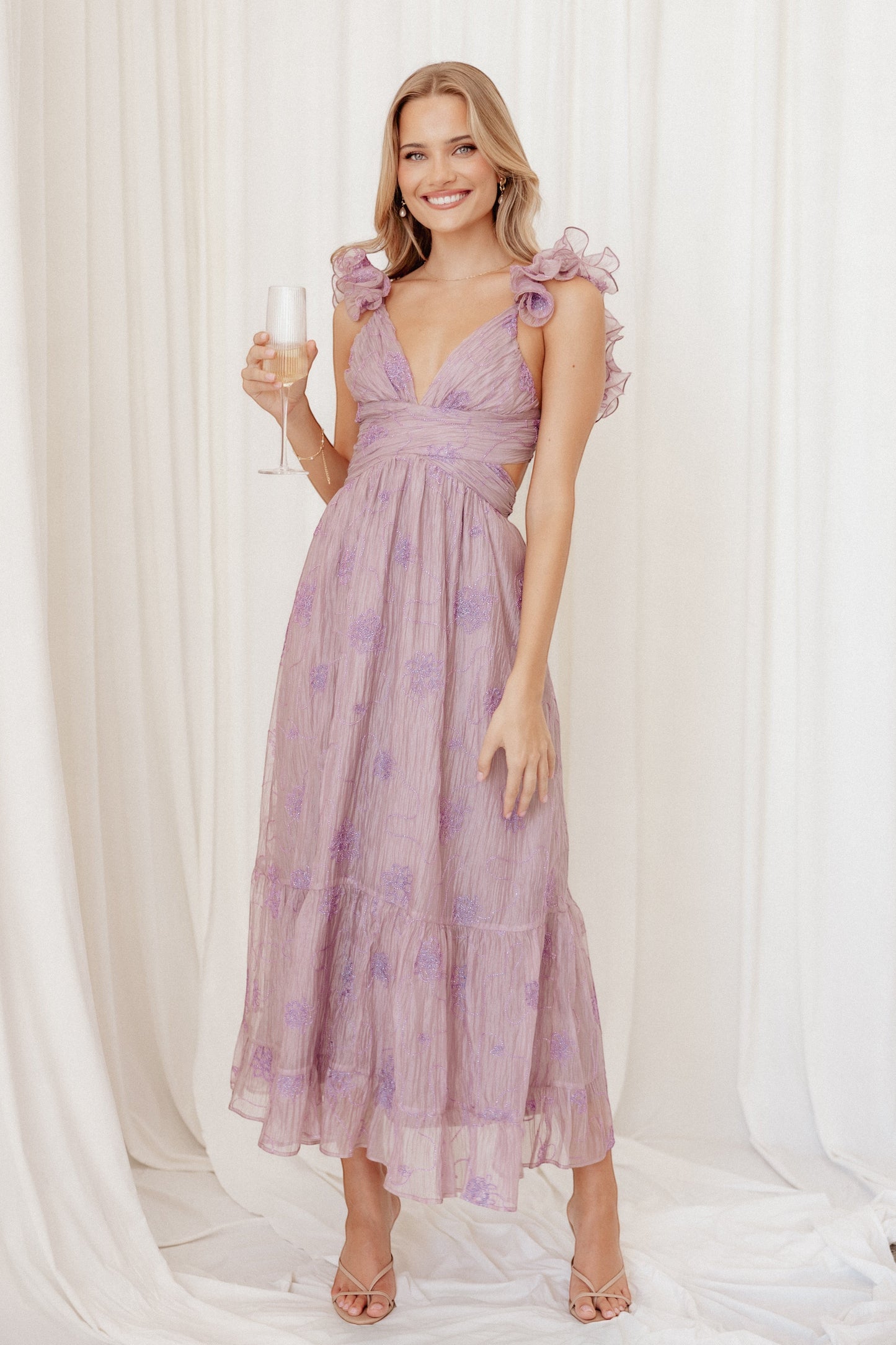 Robe de soirée longue – Lilas - vue 2 - Valerelle